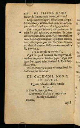 De Calendis, Nonis, et Idibus