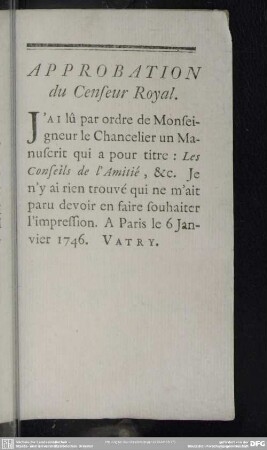 Approbation du Censeur Royal