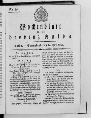 Nr. 28, Ausgabe vom 14. Juli 1832