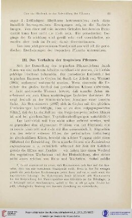 III. Das Verhalten der tropischen Pflanzen