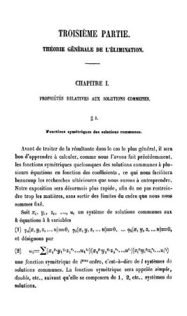 Troisiéme Partie. Théorie Générale De L'Élimination.
