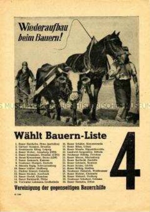Bebilderte Propagandaschrift der Vereinigung der gegenseitigen Bauernhilfe Sachsen zu den Kreis- und Landtagswahlen 1946