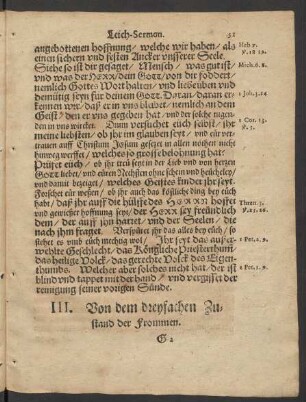 III. Von dem dreyfachen Zustand der Frommen
