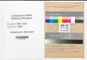Entnazifizierung Bernhard Ackermann , geb. 16.08.1900 (Stabsfeldwebel)