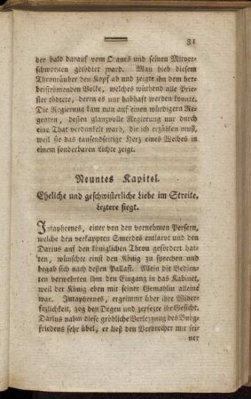 Neuntes Kapitel. Eheliche und geschwisterliche Liebe im Streite. Leztere siegt