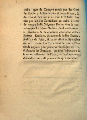 Arrest De La Cour De Parlement : Du 6 Août 1761.