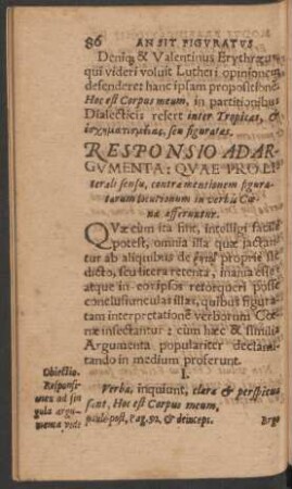 Responsio Ad Argumenta: Quae Pro Literali sensu, contra mentionem figurarum locutionum in verbis Coneae afferuntur.