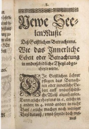 Newe SeelenMusic Deß Geistlichen Betrachtens. [Thayl 1]