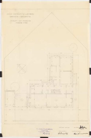 Villa Hans Otto von Zobel, Dresden: Deckblatt zum EG 1:100