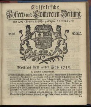 22tes Stueck, Montag den 26ten May 1755