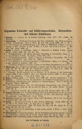 Lager-Verzeichnis. 244. 1893