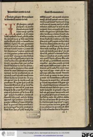 Incipit prologus Bonaventure in itinerarium mentis in deum.