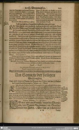 Am Sontage der heiligen Dreyeinigkeit