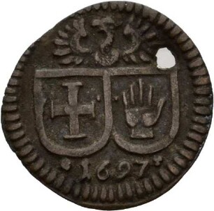 Einseitiger Pfennig der Reichsstadt Schwäbisch Hall, 1697