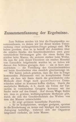 Zusammenfassung der Ergebnisse.