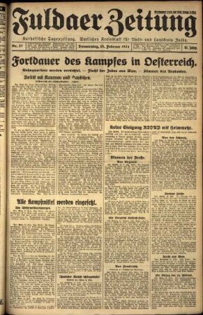 Erste Ausgabe vom Donnerstag, den 15. Februar 1934.