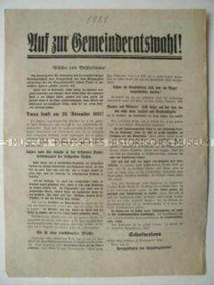 Wahlflugblatt der Sozialdemokratischen Partei zur Gemeinderatswahl in Neugersdorf (Sachsen) 1921