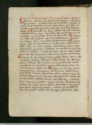 Incomincia una breue regola delli nouitij [und Auszug aus dem franziskanischen Ordo Missalis für Karfreitag, ital.]