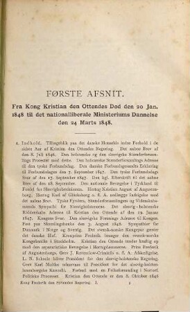 Kong. Frederik den Syvendes regering : et bidrag til den danske stats historie fra 1848 - 1863, 1. Fra thronskiftet den 20 januar 1848 og det slesvig-holstenske oprørs udbrud til fredslutningen i Berlin den 2 Juli 1850