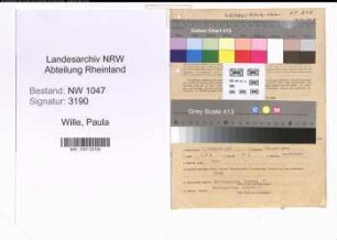 Entnazifizierung Paula Wille , geb. 06.12.1897 (Postbeamtin)