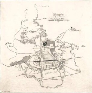 Gsaenger, Gustav; Stettin - Altdamm (pol. Szczecin, Polen); Städtebauliche Planungen - Altdamm, Neuplanung (Lageplan)