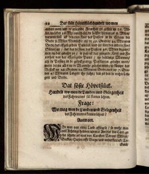 Dat söste Hövetstück. Handelt wo men de Landen und Gelegenheit des Fahrwaters sal kennen lehren