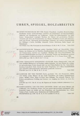 Uhren, Spiegel, Holzarbeiten (Nr. 326-354)
