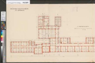 Arnsberg, Bezirksregierung, Hauptgebäude Seibertzstr. 1, Grundriss 1. Stock, Bestandszeichnung