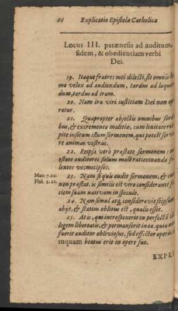Locus III. paraenesis ad auditum, fidem, & obedientiam verbi Dei.