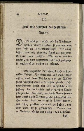 III. Zwek und Pflichten des geistlichen Redners.