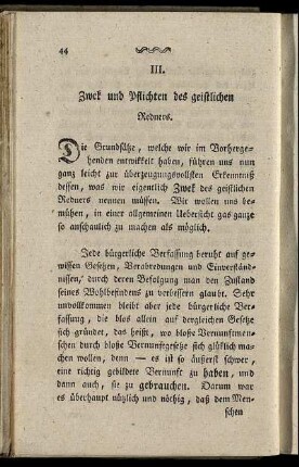 III. Zwek und Pflichten des geistlichen Redners.