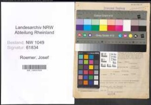 Entnazifizierung Josef Roemer , geb. 07.06.1901 (Inspektor)