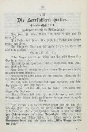 VIII. Die Herrlichkeit Gottes.