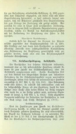 VII. Selbstvertheidigung. Selbsthülfe