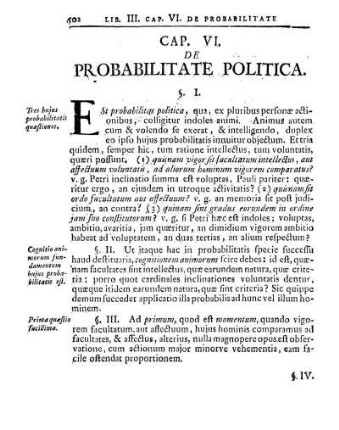 Cap. VI. De Probabilitate Politica