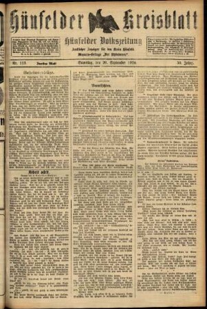 Zweite Ausgabe vom Samstag, den 20. September 1924.