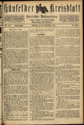 Zweite Ausgabe vom Samstag, den 20. September 1924.