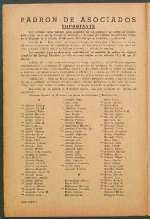 Padron de asociados : Importante