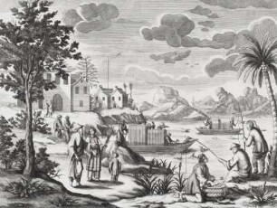 Die Chinesen fischen mit Hilff ihrer Vögel, die sie darzu abrichten : Wolff, Jeremias Hersteller), Drentwett, Abraham II (Zeichner): Die Chinesen fischen mit Hilff ihrer Vögel, die sie dazu abrichten. Kupferstich; 365 x 462 mm. um 1700. Dresden: Kupferstich-Kabinett A 23220 in A 411,2