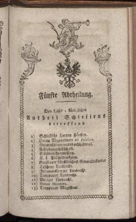 Den kaiser - königlichen Antheil Schlesiens betreffend.