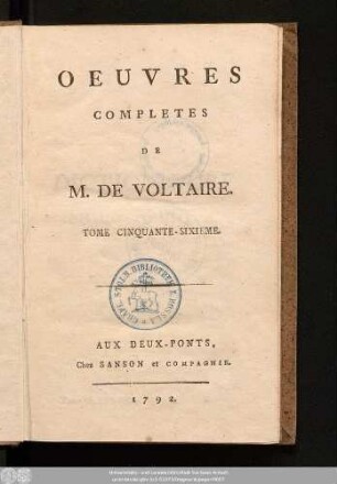Tome Cinquante-Sixieme = Dictionnaire Philosophique, Tome V.: Oeuvres Completes De M. De Voltaire