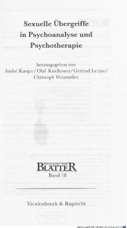 Sexuelle Übergriffe in Psychoanalyse und Psychotherapie