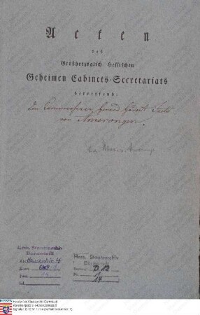 Amerongen, Gerard Godard Taets v., Kammerherr; Amerongen, Maximilian Taets v., General