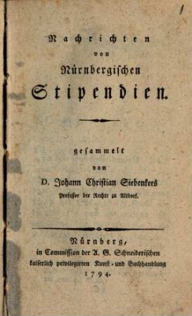 Nachrichten von Nürnbergischen Stipendien