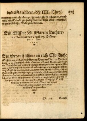 Ein Missive D. Martin Luthers/ an Hartmut von Cronberg ... Anno 1522.