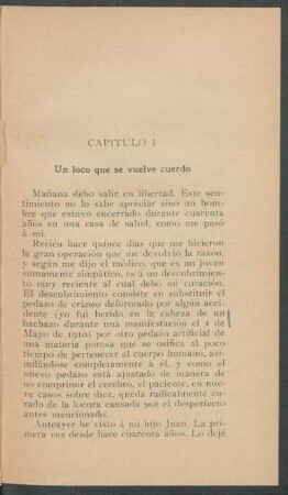 Capítulo I - Un loco que se vuelve cuerdo