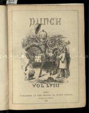 Satirische Zeitschrift "Punch oder The London Charivari. LVIII. Vol. 1870