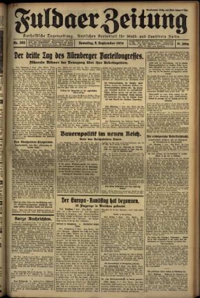 Ausgabe vom Samstag, den 08. September 1934.