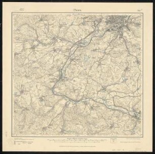 Meßtischblatt 142 : Plauen, 1921 : Plauen. - Umdr.-ausg., aufgen. 1908, hrsg. 1910, einz. Nachtr. 1921. - 1:25000. - Leipzig, 1921. - 1 Kt.