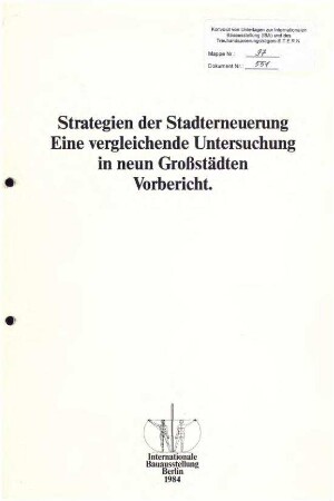 Berichts-Broschüre: Strategien der Stadterneuerung in neun europäischen Großstädten